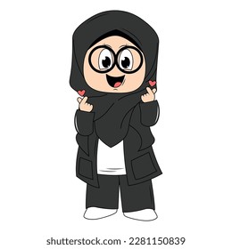 cute girl hijab cartoon illustration