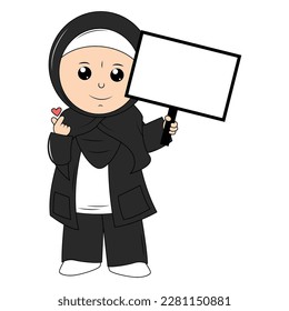 cute girl hijab cartoon illustration