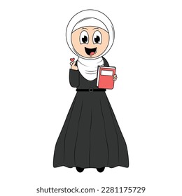 Cute girl hijab cartoon illustration