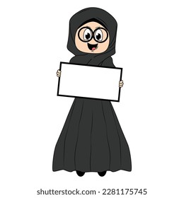 Cute girl hijab cartoon illustration