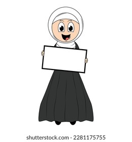 Cute girl hijab cartoon illustration