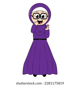 Cute girl hijab cartoon illustration