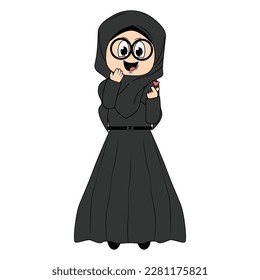 Cute girl hijab cartoon illustration