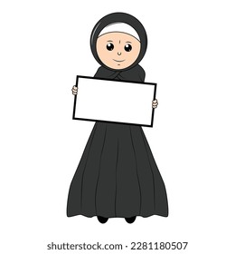 cute girl hijab cartoon illustration