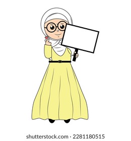 cute girl hijab cartoon illustration