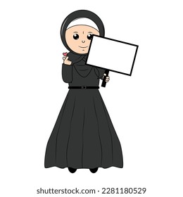 cute girl hijab cartoon illustration
