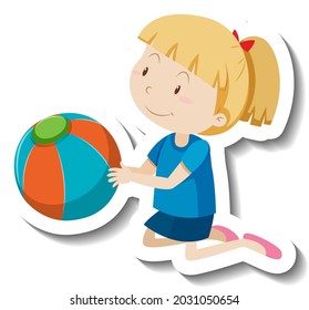 Cute Girl Holding Beach Ball Cartoon Stock Vector (Royalty Free) 2031050654