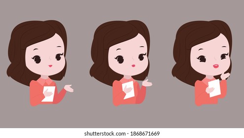 Cute girl holding paper concept. Creative idea design for template, brochure or presentation.