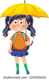Cute girl holding umbrella illustration
