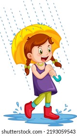 Cute girl holding an umbrella illustration