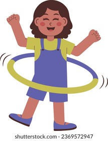 Cute Girl With Hula Hoop Illustration