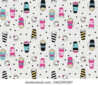 cute girl ice cream graphic patterns