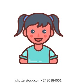 Cute Girl icon in vector. Logotype
