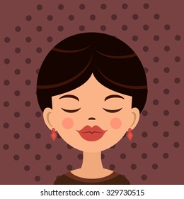 Cute girl icon for your design, vector illustration