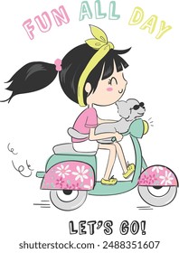 Cute girl illustration. T shirt graphics for girls.