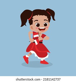 Cute girl indonesia independence day mascot 17 august