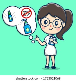 Cute girl is introducing hygiene knowledge. Premium Vector