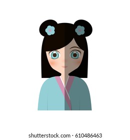 cute girl japanese manga - shadow vector illustration eps 10