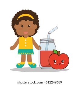 cute girl jar juice apple kawaii