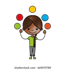 cute girl Juggling balls character icon