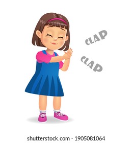 cute girl kid clapping vector