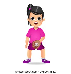 cute girl kid playing baseball