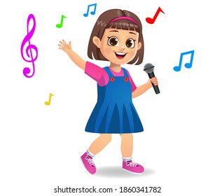 Cute Girl Kid Singing Song Vector