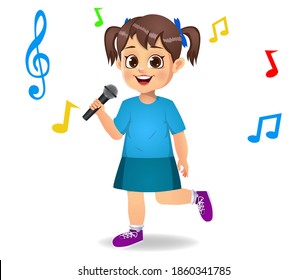 Cute Girl Kid Singing Song Vector Stock Vector (Royalty Free ...