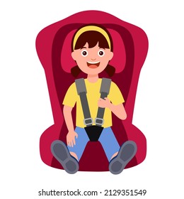 Cute Girl Kids Sitting Car Seat Stock Vector (Royalty Free) 2129351549
