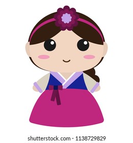 Cute Girl in Korean Hanbok - Cute girl dressed in hanbok or traditional Korean attire