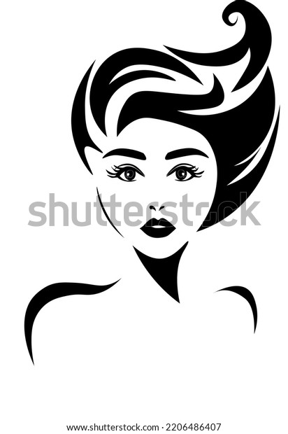 Cute Girl Long Hair Logo Beauty Stock Vector (Royalty Free) 2206486407 ...