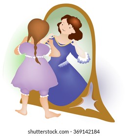 Girl With Mirror Drawing Stock Illustrations Images Vectors Shutterstock