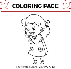 cute girl is looking something coloring page for kids