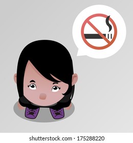 Cute girl looking up with speech bubble