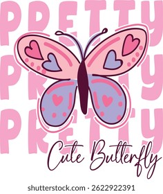 cute girl love butterfly design patterns