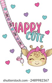 cute girl love design cute animal jiraffe cat