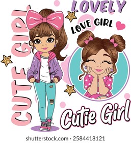 cute girl love design shirt