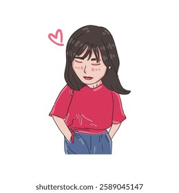 Cute Girl and love Illustration