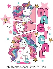 cute girl love magical unicorn design
