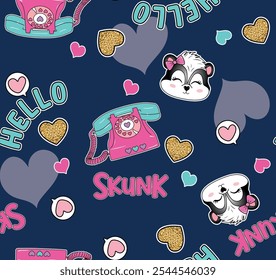 cute girl love patterns design