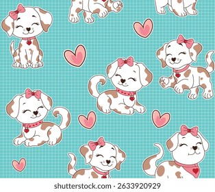cute girl love patterns dog puppy