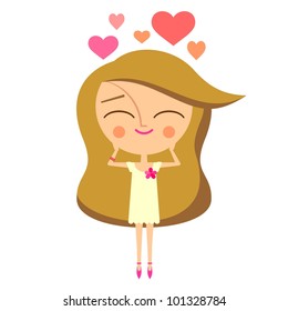 Cute girl in love (vector version)