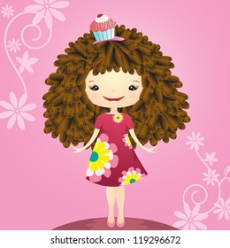 Cute girl loves cup cake