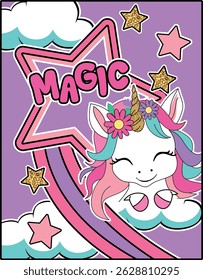 cute girl magical unicorn love design