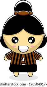 cute girl mascot character cartoon illustration in javanese dress