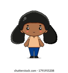 Cute Girl Mascot Character.Illustration Isolated on white background.