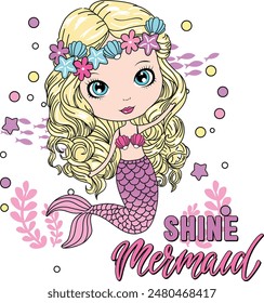 cute girl mermaid graphic tees for girl