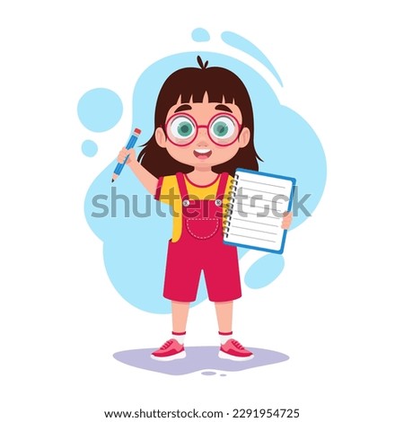 Cute girl with notebook and pen