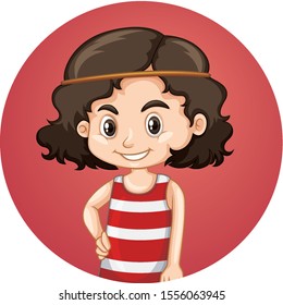 Cute girl on round background illustration