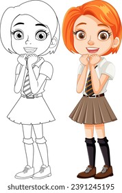 Cute girl with orange short hair standing and smiling